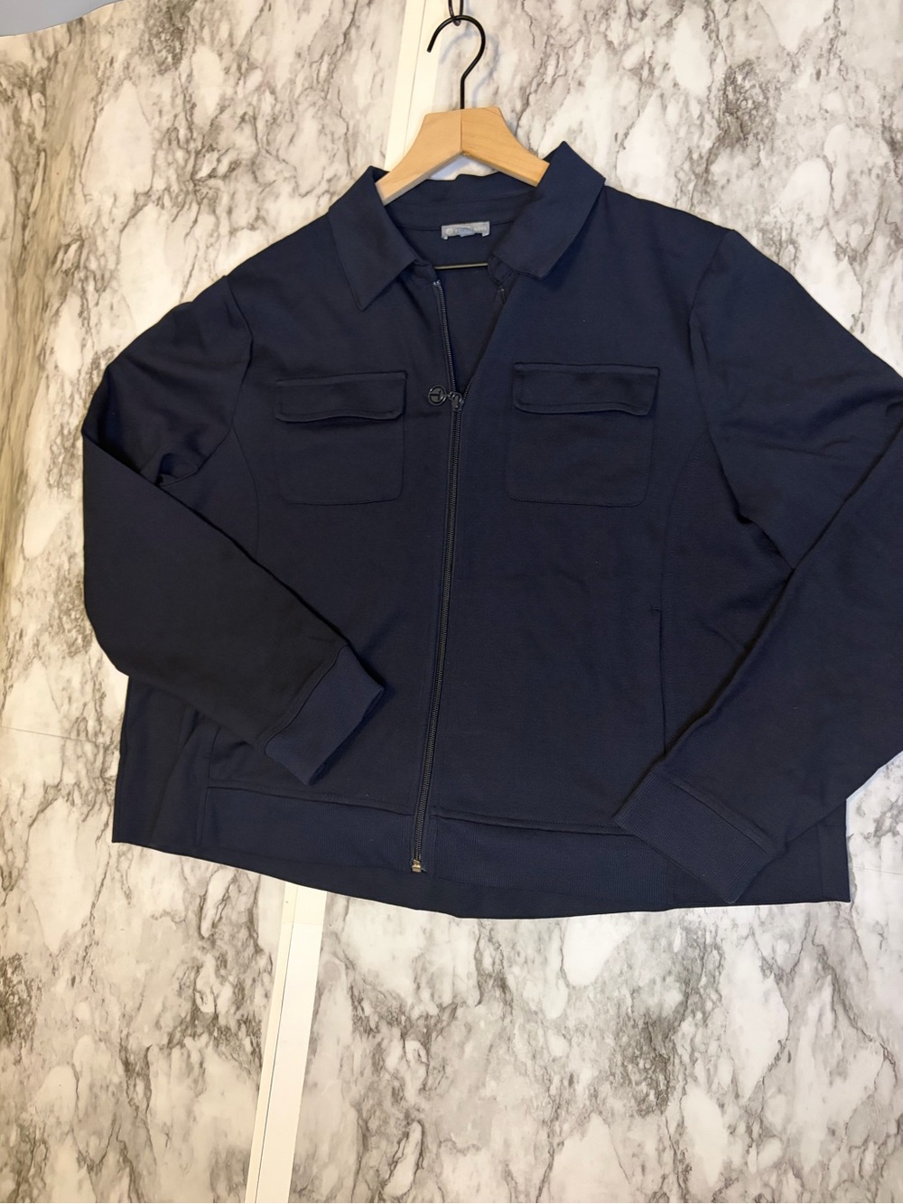 Talbots Navy Zip-Front Shirt Jacket size XLP